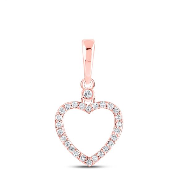Diamond Heart Womens Pendant 10k Rose Gold Charm - Picture 1 of 1